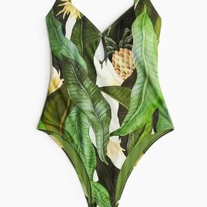 H&M Green Tropical Leaf One Piece Swimsuit